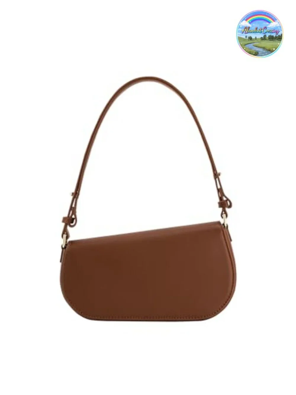 Vegan Leather Shoulder Bag Satchel Crossbody Adjustable Strap Gold Hardware